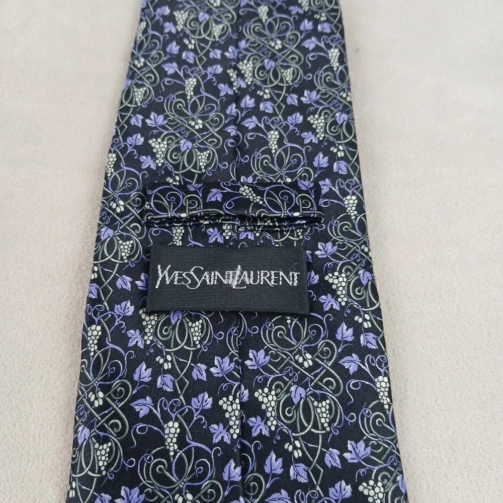 Yves‎ Saint Laurent YSL 3.75x58 Mens Tie Silk Geometric Floral Woven